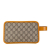 Gucci AB Gucci Brown Beige with Yellow Coated Canvas Fabric GG Supreme Interlocking G Clutch Italy