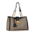 Gucci B Gucci Brown Beige with Black Coated Canvas Fabric Medium GG Supreme Padlock Tote Italy