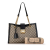 Gucci B Gucci Brown Beige with Black Coated Canvas Fabric Medium GG Supreme Padlock Tote Italy