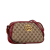 Gucci B Gucci Brown Beige with Red Canvas Fabric Small GG Marmont Crossbody Italy