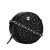 Chanel AB Chanel Black Goatskin Leather Camellia Round Clutch with Chain Italy