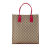 Gucci B Gucci Brown Beige with Pink Coated Canvas Fabric GG Supreme Tote Italy