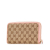 Gucci AB Gucci Brown Beige with Pink Canvas Fabric GG Zip Around Continental Wallet Italy