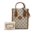 Gucci B Gucci Brown Beige Coated Canvas Fabric Mini GG Supreme Interlocking G Satchel Italy