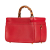 Gucci B Gucci Red Calf Leather Bamboo Vanity Bag Italy