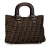 Fendi B Fendi Brown Canvas Fabric Small Zucca Twins Tote Italy