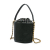 Chanel B Chanel Black Calf Leather Small CC skin and Tweed Drawstring Bucket Bag Italy