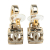 Chanel B Chanel Gold Gold Plated Metal and Enamel CC Cube Drop Clip On Earrings France