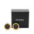 Chanel B Chanel Gold with Black Gold Plated Metal Acrylic CC Button Clip On Earrings France