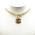 Chanel B Chanel Gold Gold Plated Metal Quilted CC Pendant Necklace France