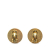 Chanel B Chanel Gold with Black Gold Plated Metal Acrylic CC Button Clip On Earrings France