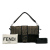 Fendi AB Fendi Brown Canvas Fabric Large Zucca Vertigo Mesh Baguette Satchel Italy