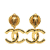 Chanel B Chanel Gold Gold Plated Metal CC Drop Clip On Earrings France