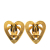 Chanel B Chanel Gold Gold Plated Metal CC Heart Clip On Earrings France