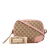 Gucci B Gucci Brown Beige with Pink Light Pink Canvas Fabric GG Bree Crossbody Italy