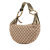 Gucci AB Gucci Brown Beige with Green Canvas Fabric Medium GG Bamboo Ring Hobo Italy