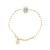 Christian Dior B Dior Gold Pearl with White Pearl Gold Plated Metal Faux Pearl CD Logo Charm Bracelet Italy