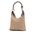 Gucci B Gucci Brown Beige Canvas Fabric GG Shoulder Bag Italy