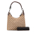 Gucci B Gucci Brown Beige Canvas Fabric GG Shoulder Bag Italy