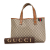 Gucci AB Gucci Brown Beige Coated Canvas Fabric Medium GG Supreme Web Loop Tote Bag France