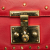 Gucci AB Gucci Red Calf Leather Small Pearl Studded Padlock Crossbody Italy