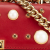 Gucci AB Gucci Red Calf Leather Small Pearl Studded Padlock Crossbody Italy