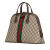 Gucci AB Gucci Brown Beige Coated Canvas Fabric Medium GG Supreme Ophidia Web Satchel Italy