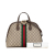 Gucci AB Gucci Brown Beige Coated Canvas Fabric Medium GG Supreme Ophidia Web Satchel Italy