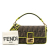 Fendi B Fendi Brown Canvas Fabric Large Zucca Fluo Trim Baguette Satchel Italy