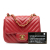 Chanel B Chanel Red Lambskin Leather Leather Mini Square Classic Chevron Lambskin Single Flap Italy