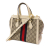 Gucci AB Gucci Brown Beige with White Ivory Coated Canvas Fabric Small GG Supreme Ophidia Satchel Italy