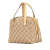 Gucci B Gucci Brown Beige Canvas Fabric GG Handbag Italy