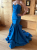 Liancarlo Couture Trägerloses blaues Meerjungfrau-Seidenkleid von wedding