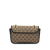 Gucci B Gucci Brown Beige with Black Canvas Fabric Mini GG Marmont Matelasse Flap Italy