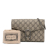 Gucci AB Gucci Brown Beige Coated Canvas Fabric GG Supreme Dionysus Chain Wallet Italy