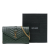 Saint Laurent B Saint Laurent Green Calf Leather Grain De Poudre Triquilt Monogram Envelope Wallet on Chain Italy