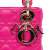 Christian Dior B Dior Pink Hot Pink Lambskin Leather Leather Mini Lambskin Cannage Lady Dior Italy