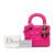 Christian Dior B Dior Pink Hot Pink Lambskin Leather Leather Mini Lambskin Cannage Lady Dior Italy