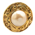 Chanel B Chanel Gold Gold Plated Metal Round Faux Pearl Clip on Earrings France