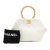 Chanel AB Chanel White Ivory Lambskin Leather Leather Quilted Lambskin Pearl Crown Handle Clutch Bag Italy