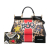 Dolce&Gabbana AB Dolce & Gabbana Black Calf Leather Medium skin Leopard Print Miss Sicily Graffiti Satchel Italy