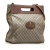 Gucci B Gucci Brown Beige Coated Canvas Fabric GG Supreme Neo Vintage Soft Tote Italy