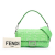 Fendi B Fendi Green Calf Leather Zucca Embossed Stitched Baguette Satchel Italy