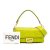 Fendi AB Fendi Green Lime Calf Leather Zucca Embossed Baguette Satchel Italy