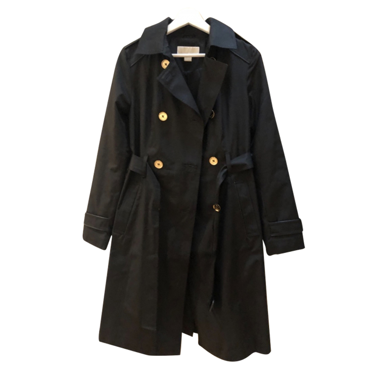 Michael kors black on sale trench coat with hood