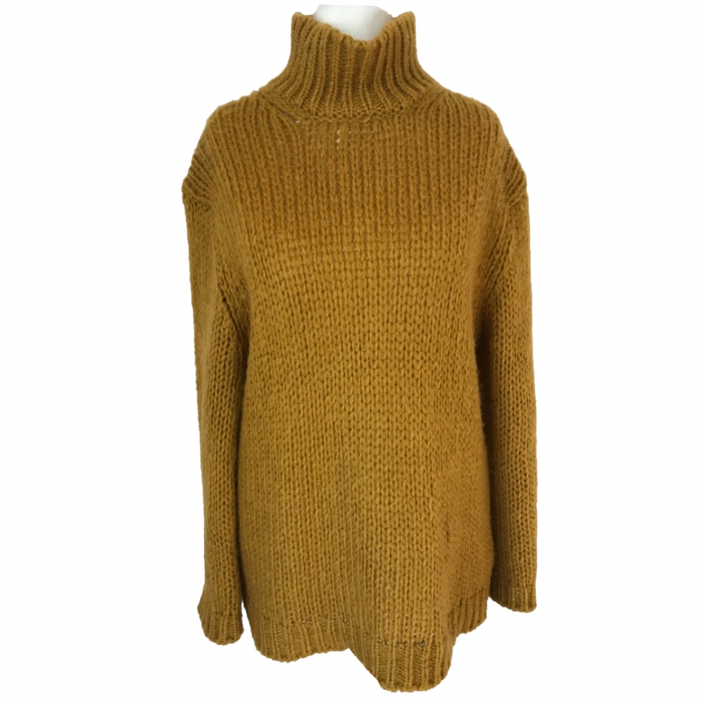 2024 massimo dutti turtleneck sweaters mustard yellow knit