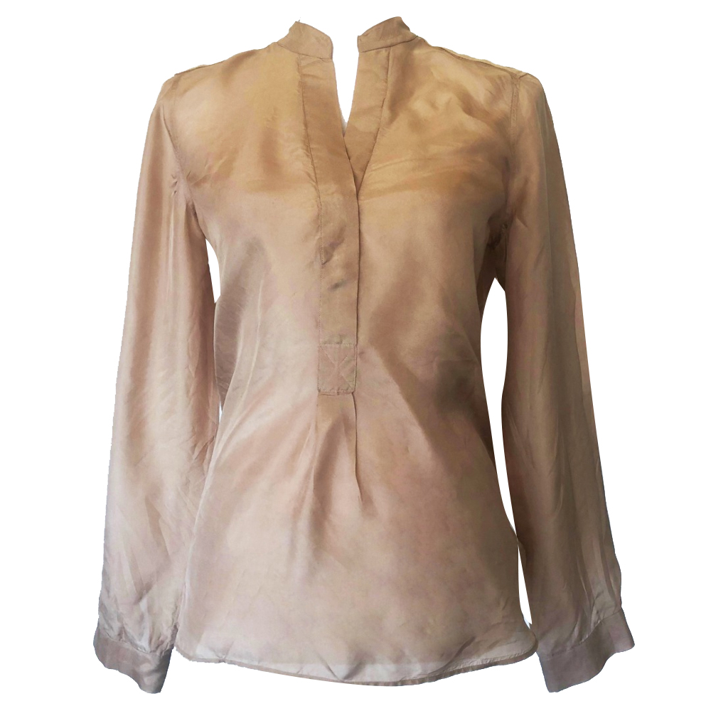 gold silk blouse