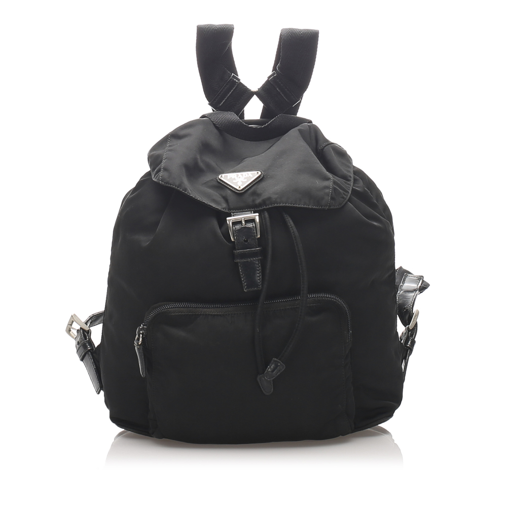 B Prada Black Nylon Fabric Tessuto Drawstring Backpack ITALY - Prada |  MyPrivateDressing