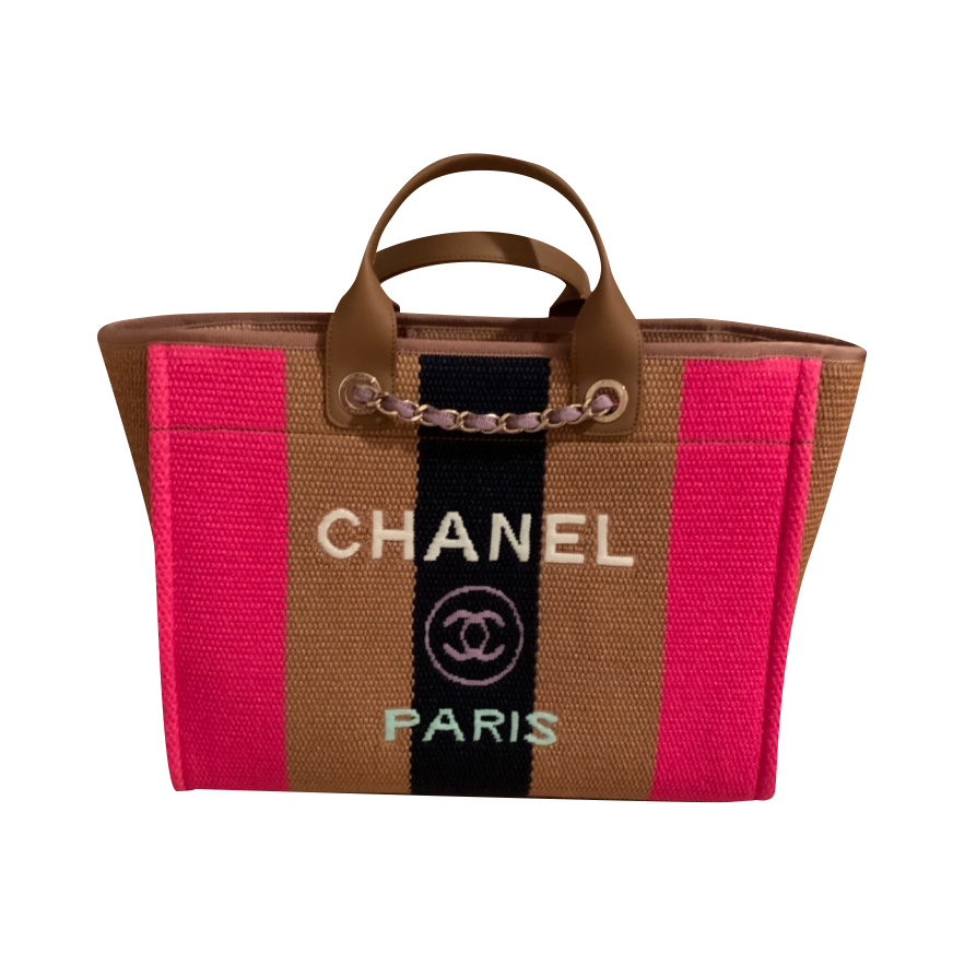 Authentic Second Hand Chanel Deauville Canvas Tote PSS09700868  THE  FIFTH COLLECTION