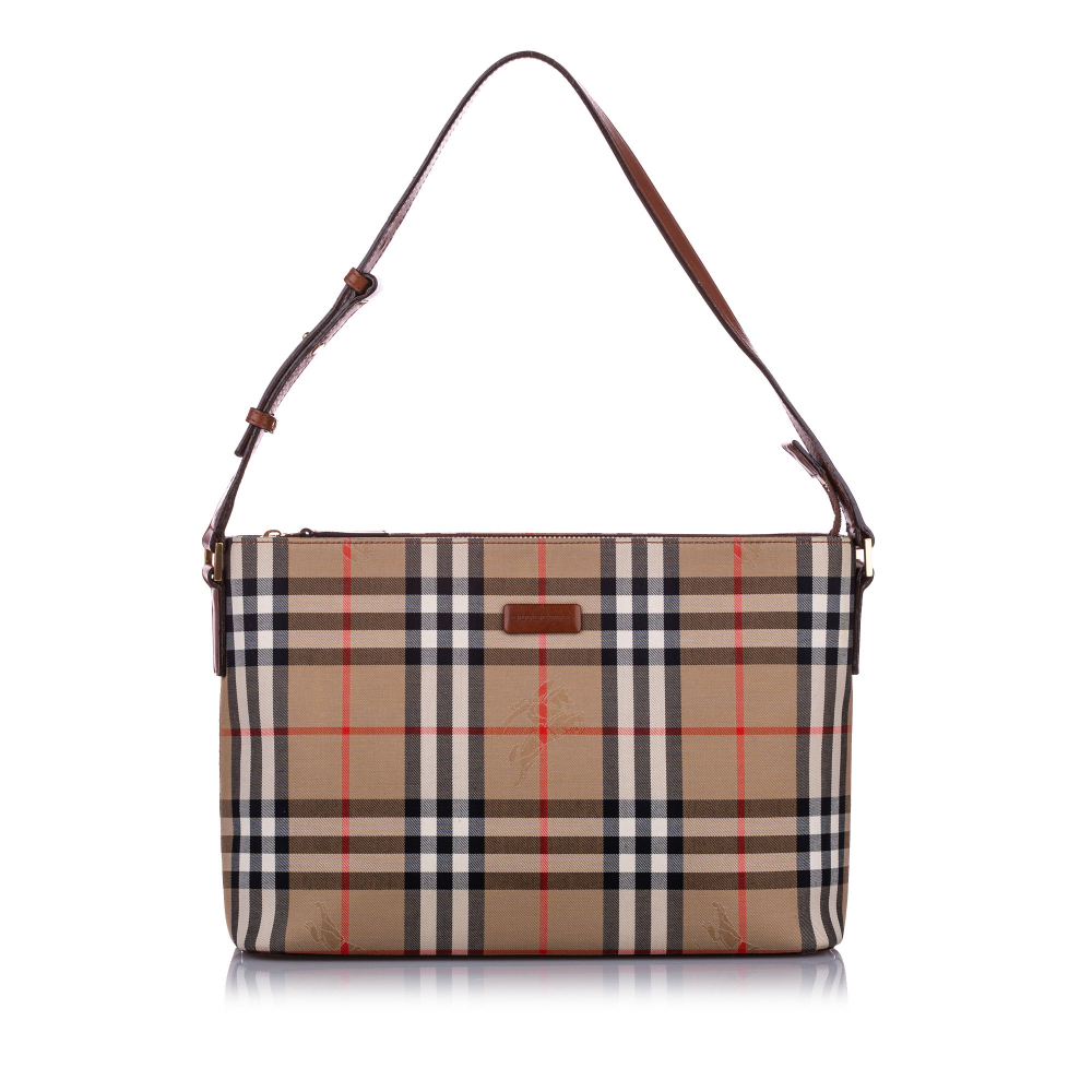 Burberry B Burberry Brown Beige with Multi Canvas Fabric Haymarket Check Shoulder Bag UNITED KINGDOM